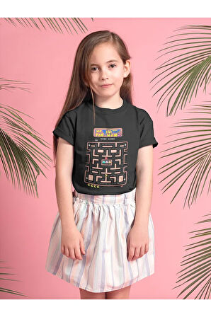 Pacman Baskılı Unisex Oyun Çocuk Tişört (1-12 YAŞ)