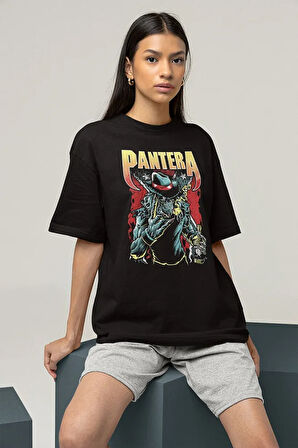 Pantera Müzik Grubu Baskılı Unisex Oversize Tişört