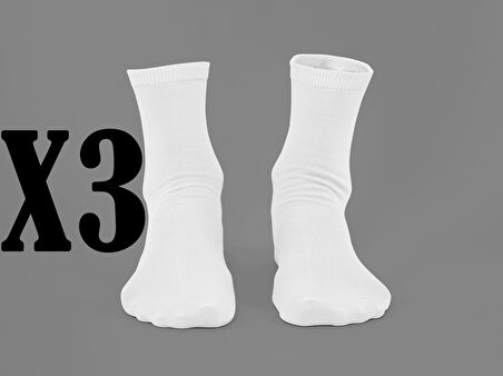 3 Adet Pamuklu Kolej Çorap, Unisex Fitili Likralı Çorap