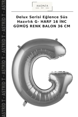 Delux Serisi Eğlence Süs Hazırlık G- HARF 16 İNC GÜMÜŞ RENK BALON 36 CM