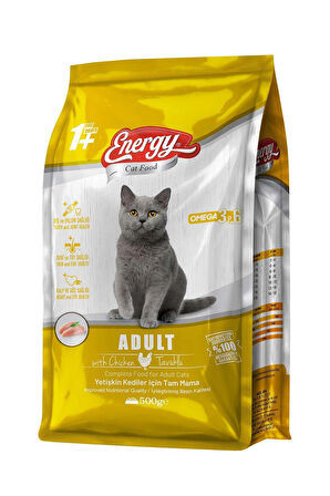 ENERGY TAVUKLU YETİŞKİN KEDİ MAMASI 500 GRAM - 6 ADET 