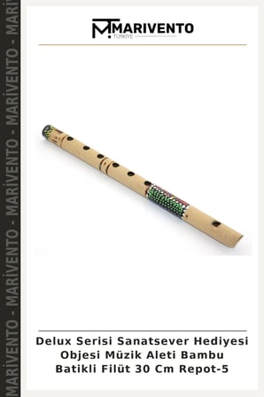 Delux Serisi Sanatsever Hediyesi Objesi Müzik Aleti Bambu Batikli Filüt 30 Cm Repot-5