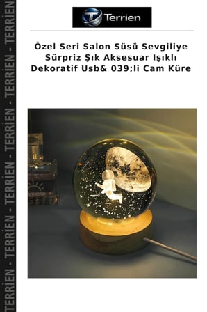 Özel Seri Salon Süsü Sevgiliye Sürpriz Şık Aksesuar Işıklı Dekoratif Usb& 039;li Cam Küre