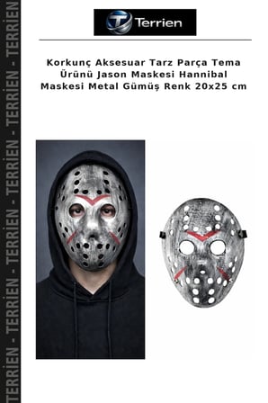 Korkunç Aksesuar Tarz Parça Tema Ürünü Jason Maskesi Hannibal Maskesi Metal Gümüş Renk 20x25 cm