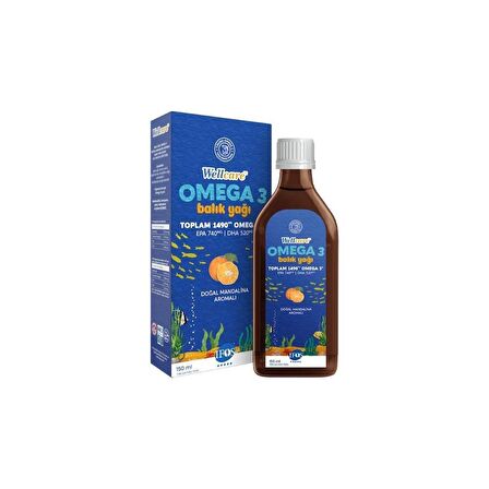 Omega 3 Doğal Mandalina Aromalı Balık Yağı İçeren Sıvı Takviye Edici Gıda 150ml