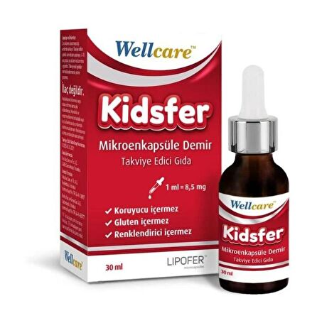 Kidsfer Mikroenkapsüle Demir İçeren Damla Takviye Edici Gıda 8,5 Mg/ml 30 Ml Şişe