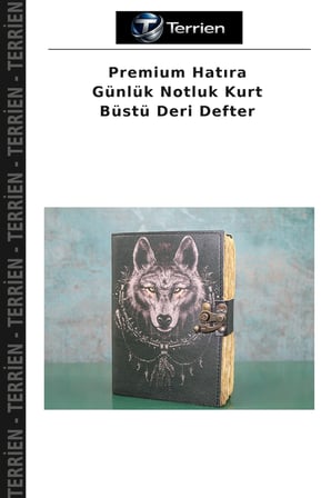 Premium Hatıra Günlük Notluk Kurt Büstü Deri Defter