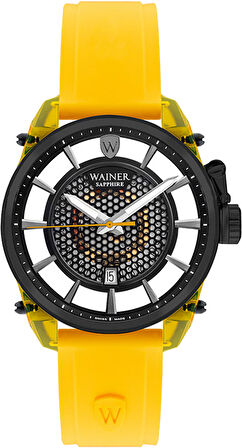 Wainer WA.11200-E Erkek Kol Saati – Sarı Silikon Kordonlu, Quartz Mekanizma, Yedek Siyah Kordon Hediyeli