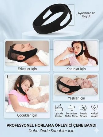 Unisex Neopren Uyku Apnesi Ağız Bandı Horlama Önleyici Çene Hizalama Cihazı, Ergonomik Tasarım ile Rahat Uyku ve Horlama Rahatlatıcı Ağız Açmayı Önleyici 