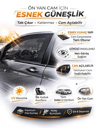 2'li Paket Araba Yan Cam Güneşlik File Bebek/Kamp İçin Isı Engelleyici UV Koruması