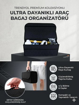 Oto Bagaj Düzenleyici Alet Eşya Organizer Portatif Pratik Ceplik Araç Oto Çanta Bagaj Aksesuarları