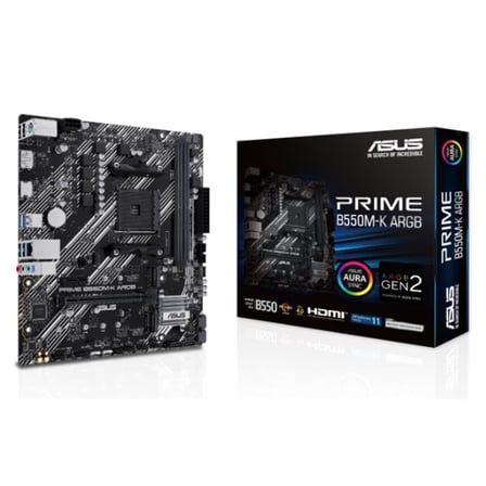 ASUS PRIME B550M-K ARGB DDR4 5100MHZ 1XHDMI 1XDP 2XM.2 USB 3.2 MATX AM4 (AMD AM4 5000/4000G/3000 SER
