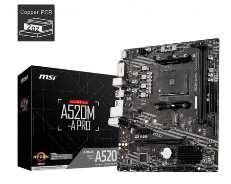 MSI A520M-A PRO DDR4 4600MHZ 1XHDMI 1XDVI 1XM.2 USB 3.2 MATX AM4 (AMD AM4 5000/4000/3000 SERİLERİ İL