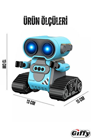Oyuncak Uzaktan Kumandalı El Sensörlü Akıllı WALL-E Robot,Dahili Şarjlı,Işıklı,Sesli,Fonksiyon Mavi
