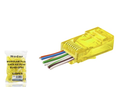 Ekonomik Sarı Cat6 Ez RJ45 Konnektör 100 Adet Poşet Paket