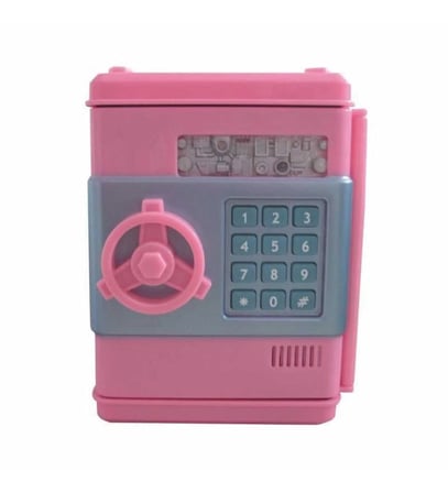 Eğlenceli Pembe ATM Kasa Kumbarası 12.5 cm 4 Haneli Şifreli