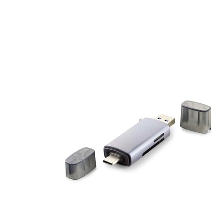 USB 3.0 ve Type-C Kart Okuyucu Gri Renkli Tümleşik