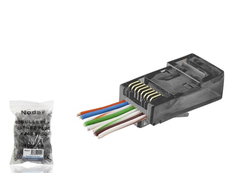 Ekonomik Siyah Cat6 RJ45 Konnektör 100 Adet Poşet Paket