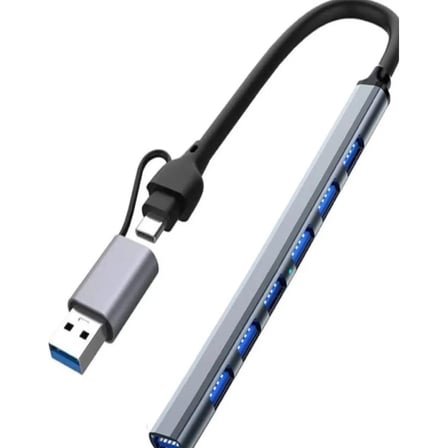 Şık Metal Tasarımlı 7 Port USB Hub Type-C Uyumlu