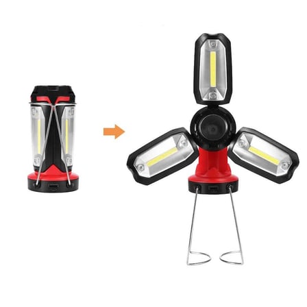 Fonksiyonel Katlanabilir Kamp Feneri 3W Led ve 3 COB Lambalı
