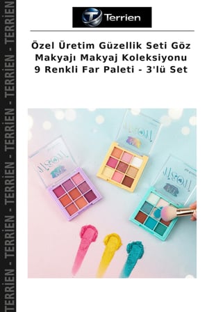 Özel Üretim Güzellik Seti Göz Makyajı Makyaj Koleksiyonu 9 Renkli Far Paleti - 3'lü Set