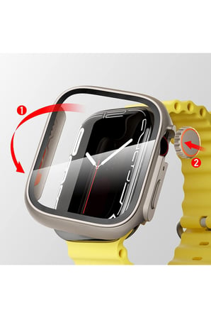 Apple Watch 40 Mm Kasa Ve Ekran Koruyucu Watch Ultra Görünümlü Sert Pc Fit Kalıp Kordon