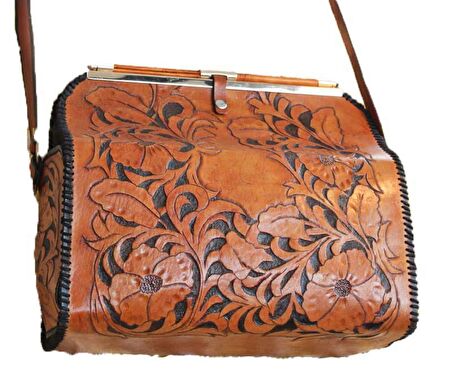 DERSEY HAKİKİ DERİ BAVUL TABA DÖVME HANDMADE ÇANTA
