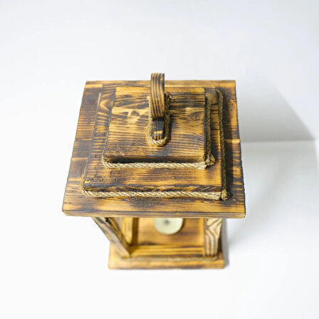 Rustik Ahşap Fener Dekoratif Mumluk 2 Li