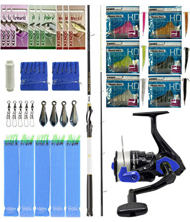 Yek Outdoor Hazır Tekne Oltası Seti Okuma Wave Boat 180H 2 Parça Tekne Kamışı&Okuma Fin Chaser X FNX-60BL Blue 1BB Olta Makinesi