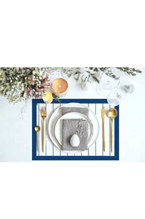 Lacivert Çizgili Tom & Jerry Kumaş Amerikan Servis 4lü Set 35x50cm Warner Bros Lisanslı, Keten Kumaş