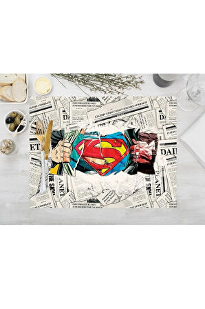 Superman Kumaş Amerikan Servis 4'lü Set 35x50cm (warner Bros Lisanslı Ürün, Keten Kumaş)