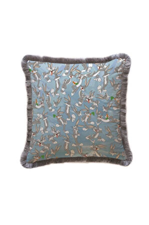 Mavi Bugs Bunny Kadife Yastık (warner Bros Lisanslı, Uluslararası Yıkama Ve Solmama Sertifikası)