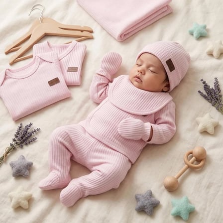 Raporlu Bebek Hastane Çıkışı Seti 7'li Pembe