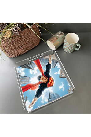 Clouds Superman Pleksi Tepsi - 25x25cm (Warner Bros Lisanslı Üründür)