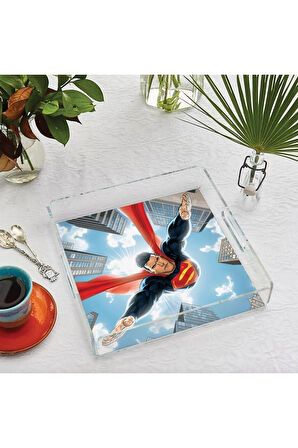 Clouds Superman Pleksi Tepsi - 25x25cm (Warner Bros Lisanslı Üründür)