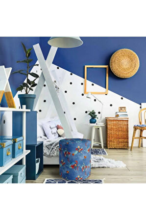 Blue Superman Puf (Warner Bros Lisanslı Ürün, Süet Kumaş, Uluslararası Solmama Sertifikası)