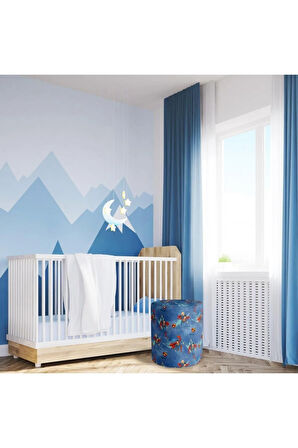 Blue Superman Puf (Warner Bros Lisanslı Ürün, Süet Kumaş, Uluslararası Solmama Sertifikası)