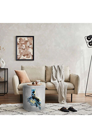 Grey Batman Puf (Warner Bros Lisanslı Ürün, Süet Kumaş, Uluslararası Solmama Sertifikası)