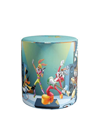 Looney Tunes Teams Singing Puf (Warner Bros Lisanslı, Süet Kumaş, Uluslararası Solmama Sertifikası)