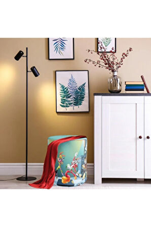 Looney Tunes Teams Singing Puf (Warner Bros Lisanslı, Süet Kumaş, Uluslararası Solmama Sertifikası)