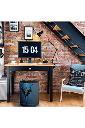 Navy Blue Batman Puf (Warner Bros Lisanslı Ürün, Süet Kumaş, Uluslararası Solmama Sertifikası)