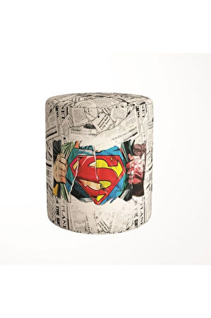 Superman Puf (Warner Bros Lisanslı Ürün, Süet Kumaş, Uluslararası Solmama Sertifikası)