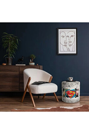 Superman Puf (Warner Bros Lisanslı Ürün, Süet Kumaş, Uluslararası Solmama Sertifikası)