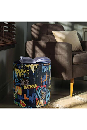 The Batman Puf (Warner Bros Lisanslı Ürün, Süet Kumaş, Uluslararası Solmama Sertifikası)