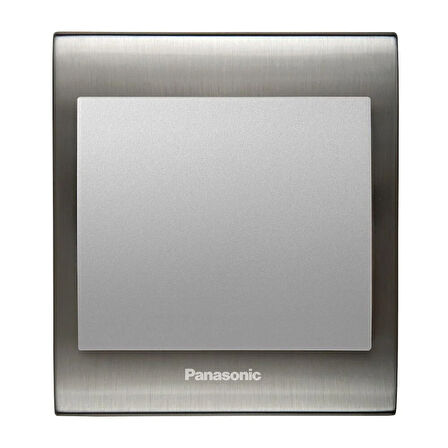 Viko Panasonic Thea Blu Tekli Anahtar Çerçeve Inox+Beyaz, Kapak Metalik Beyaz