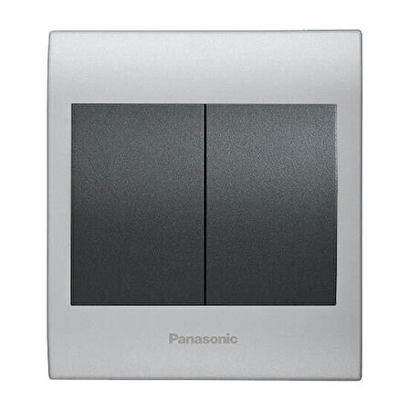 Viko Panasonic Thea Blu İkili Anahtar, Çerçeve Chrome Matt+Beyaz, Kapak Füme