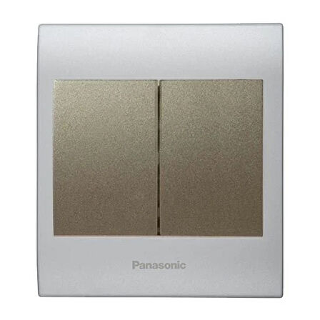 Viko Panasonic Thea Blu İkili Anahtar, Çerçeve Chrome Matt+Beyaz, Kapak Dore