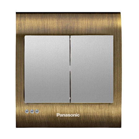 Viko Panasonic Thea Blu İkili Anahtar, Çerçeve Antique+Dore, Kapak Metalik Beyaz