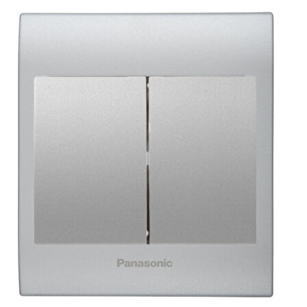Viko Panasonic Thea Blu İkili Anahtar, Çerçeve Chrome Matt+Beyaz, Kapak Metalik Beyaz