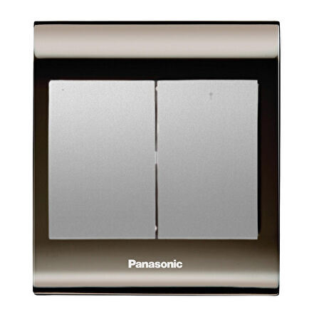 Viko Panasonic Thea Blu İkili Anahtar, Çerçeve Una+Füme, Kapak Metalik Beyaz